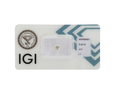   1 loser Brillant von 0,42 ct   Light Yellow (U-V)/I1, inkl. IGI Zertifikat.    | Loose brilliant-cut diamond of 0.42 ct Lig