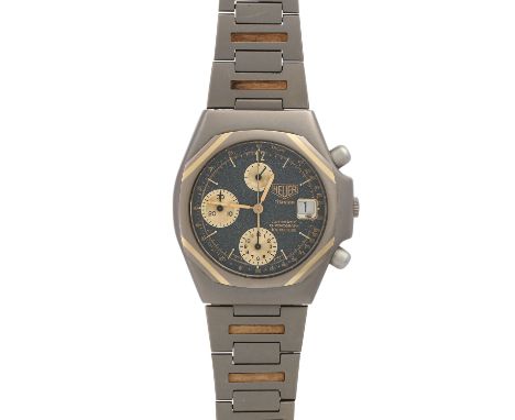   HEUER Vintage Chronograph, Ref. 125.206. Armbanduhr. Ca. 1980er Jahre.   Titan/Gold 18K. Automatic-Werk. Deutliche Gebrauch