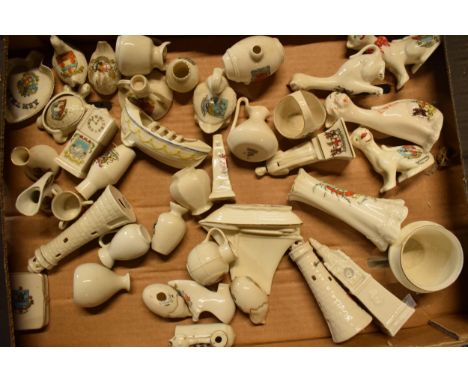 A collection of crested china of varying forms to include boats, light house, vases and others etc (Qty) collection only.  