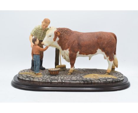 Large Country Artists tableau 'The Next Generation -Hereford Bull' (missing finger to farmer's hand).  In good condition thou
