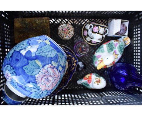A collection of items to include Caithness paperweights, early Derby porcelain, Wedgwood trinket box and others (Qty). Collec