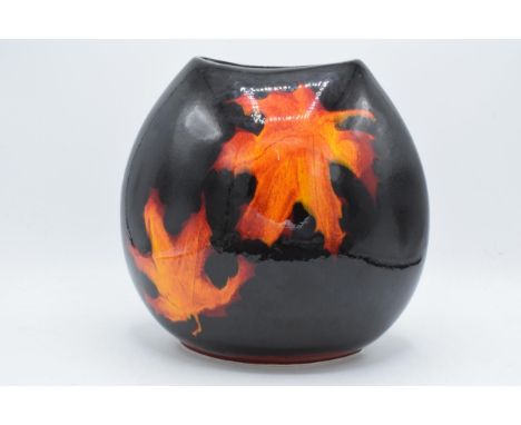 Poole Pottery large purse vase in the Forest Flame design, 26cm tall.  In good condition with no obvious damage or restoratio