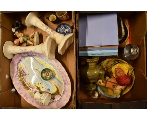 A collection of items to include pottery, Hummel-style figure, Aynsley, character jugs and others (Qty). Collection only.  