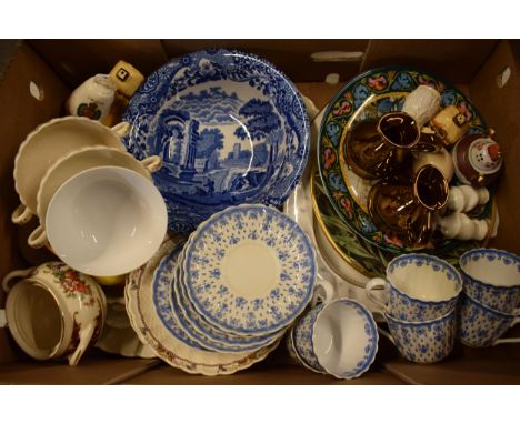 A collection of pottery to include Spode Blue Italian bowl, Wade copper lustre jugs, novelty cruets and others (Qty), collect