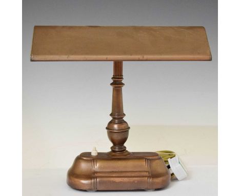 20th century copper Art Nouveau-style banker's desk lamp, 35cm high