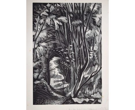John Farleigh (1900-1965) - Unframed engraving - 'Park Gate', 51cm x 58cm