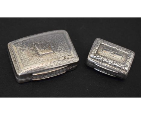 George III silver vinaigrette with engine-turned decoration, sponsor's mark of Cocks &amp; Bettridge, Birmingham 1816, 3.5cm 
