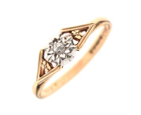 9ct gold illusion set single stone diamond ring, size N approx, 1.5g gross approx