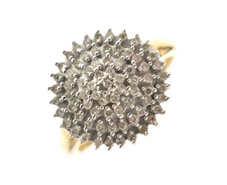 9ct gold multi-stone cluster ring, size P approx, 4.6g gross approx