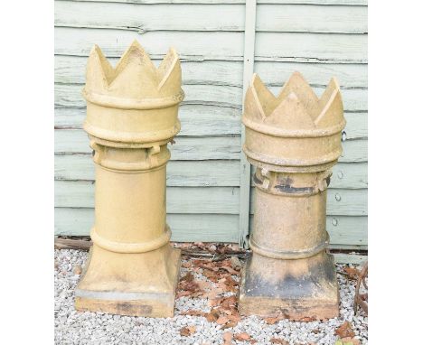 Two ceramic chimney crowns, 89cm and 78cm high respectively (2)