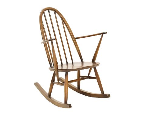 Ercol - Child's Windsor elm rocking chair, with detachable cushion seat, 40cm (seats widest point) x 84cm high 