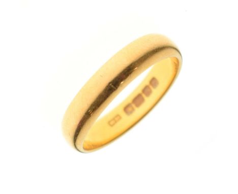 22ct gold wedding band, size R approx, 6.3g approx