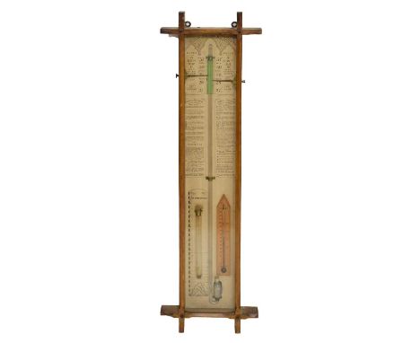 Late 19th / early 20th century oak cased Admiral Fitzroy barometer, with thermometer, 28cm x 105cm high