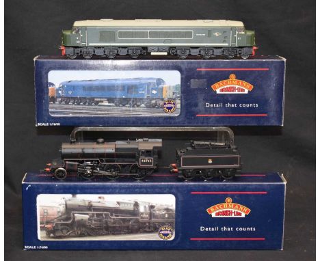 Bachmann Branch-Line - Two boxed 00 gauge railway trainset locomotives comprising; 32-176 '2-6-0 Crab 42765 BR Lined Black Em