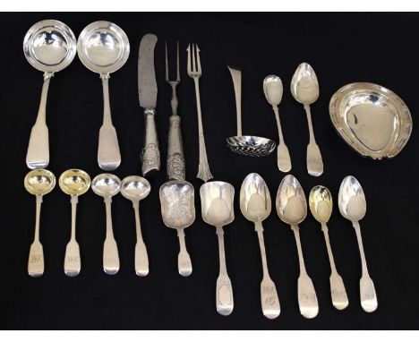 Quantity of 19th century flatware, to include a pair of George III silver ladles, sponsor's mark of Richard Crossley &amp; Ge