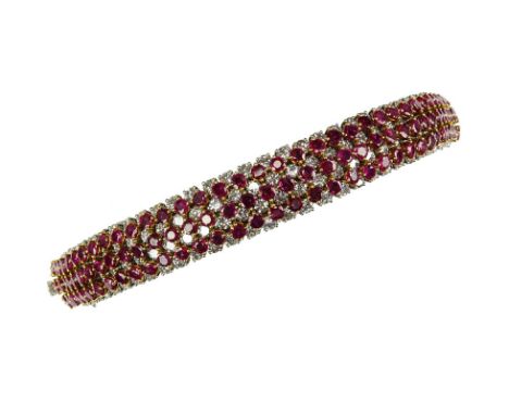 Beautiful Quality Approx. 35.0 Carat Round Brilliant Cut Diamond, 22.0 Carat Round Brilliant Cut Burma Ruby, Platinum and 18 