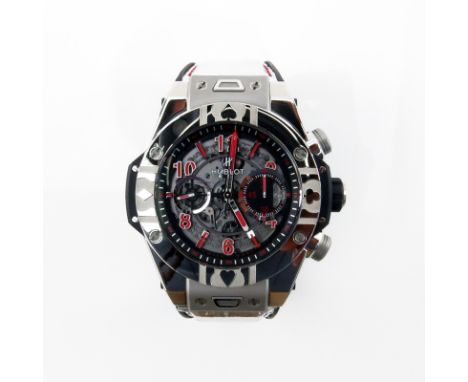 Man's Limited Edition Hublot Big Bang Unico World Poker Tour Stainless Steel, Titanium and Resin Chronometer with Rubber Stra