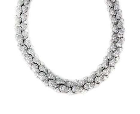 Fe S. Panlilio (jeweler to Imelda Marcos) Approx. 55.0 Carat Pave Set Round Brilliant Cut Diamond and 18 Karat White Gold Cas
