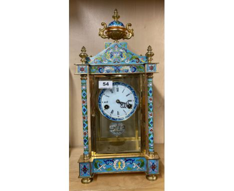 A  reproduction Chinese cloisonne four glass mantel clock, H. 50cm.