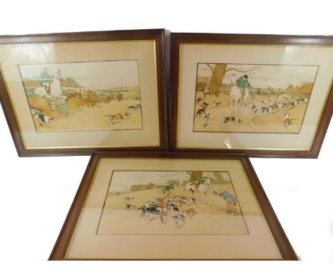 After Cecil Aldin (1870-1935). The Hare Field Harriers, Who - Whoop, The Check in the Road, and another, three lithographic p