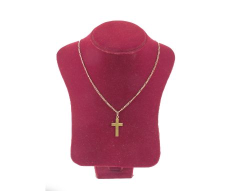A 9ct gold cross on chain, on a bolt ring clasp, 4.9g.