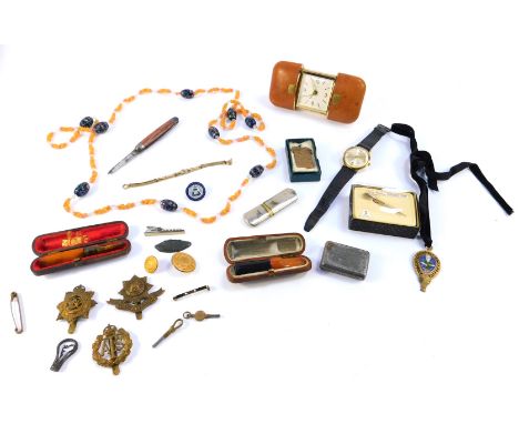 Costume jewellery, including an enamel set replica of The King Alfred Jewell, a flapper necklace, together with cigarette hol