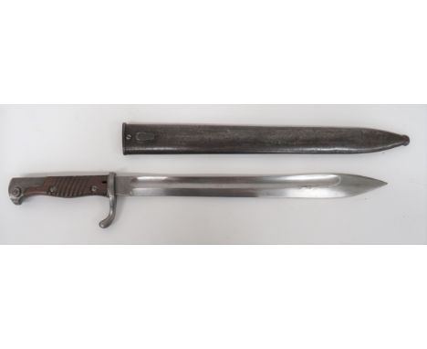 Imperial German Seitengewehr M1898/05 Butcher Bayonet14 1/2 inch, single edged blade with wide fuller. Â Forte with maker "Al