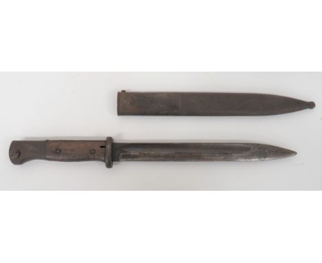 WW2 German K98 Bayonet9 3/4 inch, single edged blade with fuller. Â Forte with maker "43FNJ". Â Steel crossguard and pommel. 