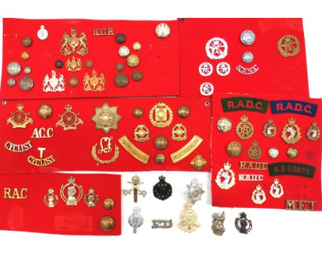 50 x Corps Cap, Collars And Titlescap include brass, KC Army Cyclist Corps ... White metal, KC RAC ... Brass, KC Small Arms S