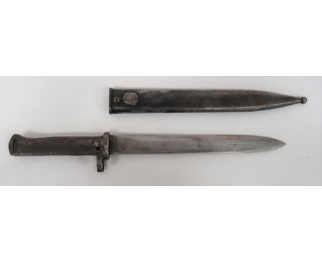 Imperial German M88/98 Ersatz Bayonet9 3/4 inch, single edged, plain blade. Â Stepped, three quarter muzzle ring. Â Steel gri