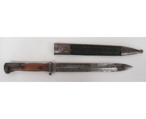 Imperial German Regimentally Stamped M1884/98 Bayonet9 3/4 inch, single edged blade with fuller. Forte with maker "Alex Coppe