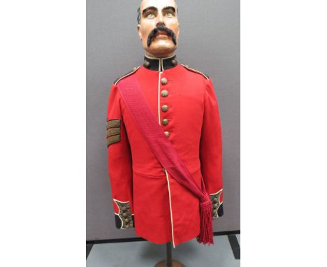 Interwar Grenadier Guards Sergeant's Dress Tunicscarlet melton cloth, single breasted tunic. Dark blue, high collar with whit