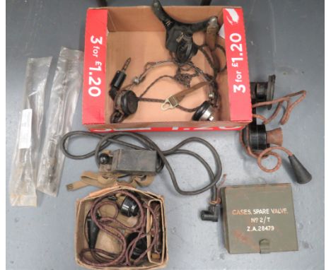 Selection Of WW2 Pattern Radio Equipmentincluding boxed handset with throat microphone ... Headset with chest speaker box (in