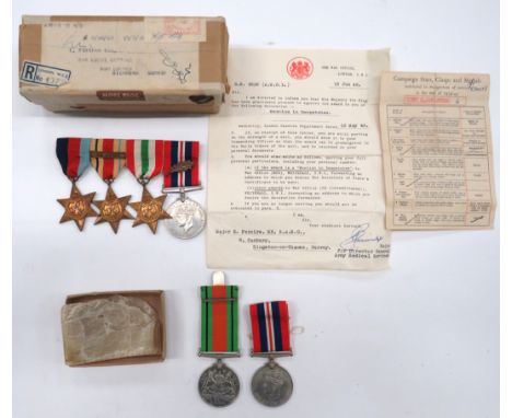 Two WW2 Medal Groupsconsisting 1939/45 Star, Africa Star with 1st Army bar, Italy Star, War medal with MiD oak leaf. Â Mounte