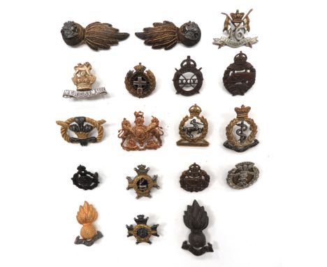 18 x Various Officer Collar Badges Including Victorianincluding silvered and gilt, Vic crown 15th Hussars ... Silvered, gilt 
