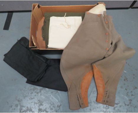 Pair Of 1940 Dated Officer's Breecheskhaki, fine cord, wide leg breeches. Â Lower calf leather reinforcement panels. Â Lower 