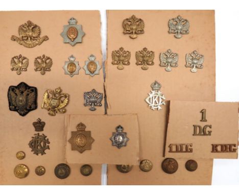 22 x Kings Dragoon Guards Cap, Collars And Titlescap include brass (lugs) ... Brass KC ... Bi-metal KC ... Bullion embroidery