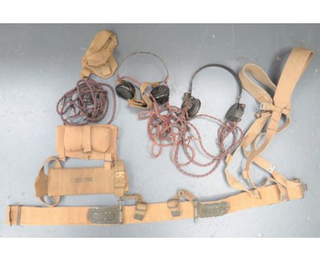 Selection Of WW2 Pattern Radio Equipmentincluding webbing securing belt for a No 18 wireless set ... Pair of radio shoulder s