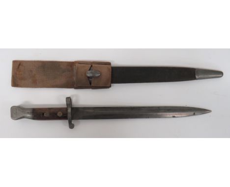 British P1888 MKI Second Type Bayonet12 inch, double edged blade. Â The forte with crowned VR dated "9/96". Â Steel muzzle ri