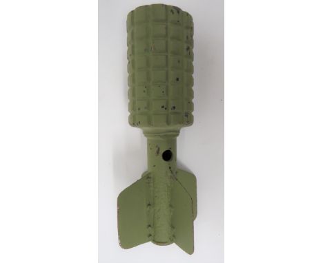 German WW1 Inert Granatwerfer Grenadecast steel, fragmentation canister head. Â Lower steel tube with four steel fins. Â Repa