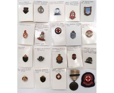 20 x Various Medical Orientated Lapel Badgesgilt and enamel including National Hospital Service Reserve ... British L.E.S.M.A