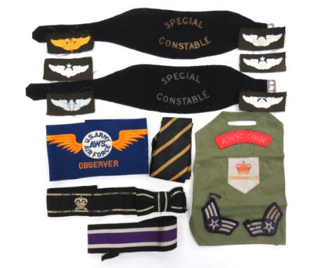 Small Selection Of Armbands And Badgesincluding 2 x bullion embroidery Special Constable black armbands ... Embroidery US Arm
