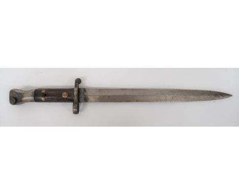 Scarce 1888 MKI First Type Bayonet12 inch, double edged blade. Â Forte with faint maker's details. Â Steel crossguard, muzzle