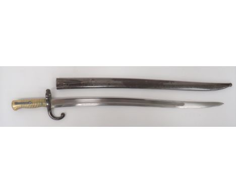 Rare German Captured Regimentally Stamped French M1866 Chassepot Bayonet22 1/2 inch, single edged, yataghan blade with large 