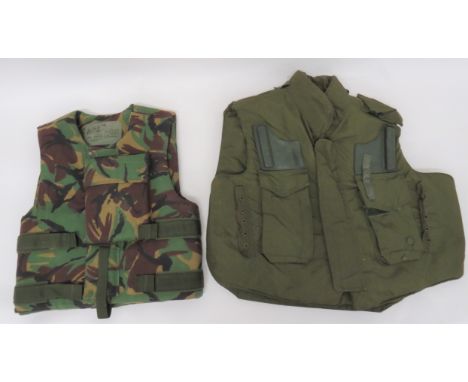 Two British Army Body Armour Vests consisting 1960's pattern, green nylon covered vest. Â&nbsp;Both shoulders with rubber rif