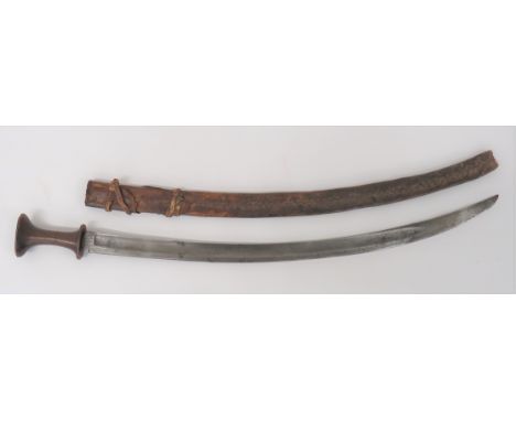 19th Century Sudanese Sword 31 3/4 inch, single edged, slightly curved blade with large fuller of British manufacture. Â&nbsp