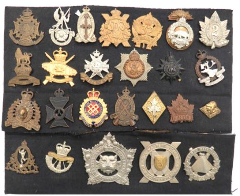 25 x Canadian Cap Badgesincluding white metal KC A&S Canada ... Bi-metal Nova Scotia Highlanders ... Brass QC Windsor Reg ...