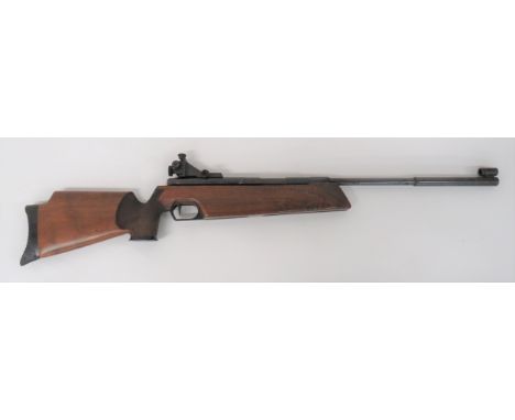 Feinwerkbau Target Air Rifle.177, 19 inch, blued barrel. Â Front hooded sight. Â Tubular rear body with side cocking lever an