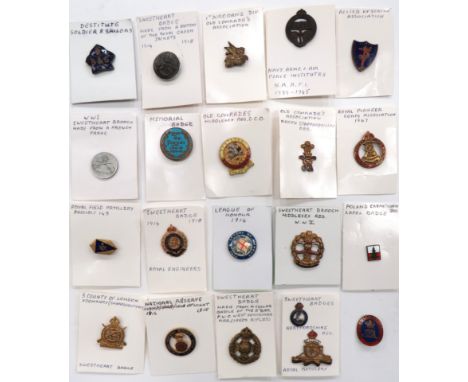21 x Various Military Association Lapel Badgesgilt and enamel include Middlesex Reg Old Comrades ... North Staffords OCA ... 