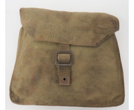 WW2 RAF Aircraft First Aid Kitkhaki green canvas, square pack. Â Top flap secured by a strap and buckle. Â Interior of flap m